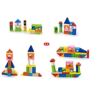 Viga Toys - Building Bocks in a Drum - City - 75 pieces